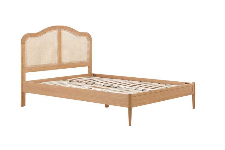 Leonie Rattan Bed with Weathered Oak Frame for Elegant Bedroom Decor