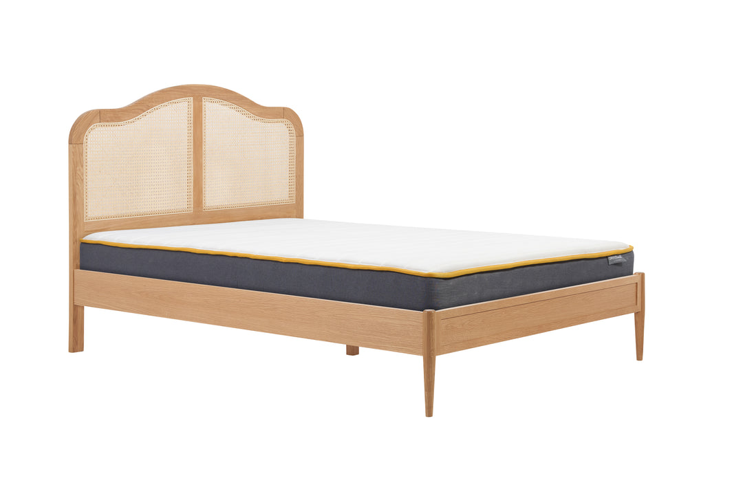 Leonie Rattan Bed with Weathered Oak Frame for Elegant Bedroom Decor