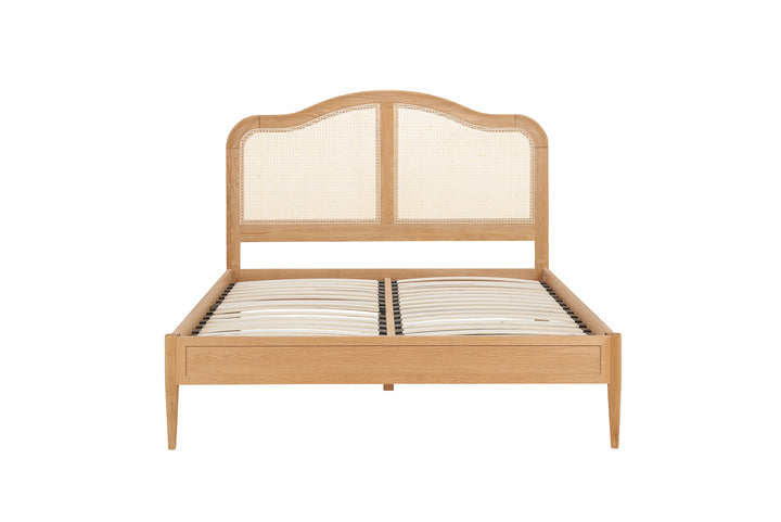 Leonie Rattan Bed with Weathered Oak Frame for Elegant Bedroom Decor