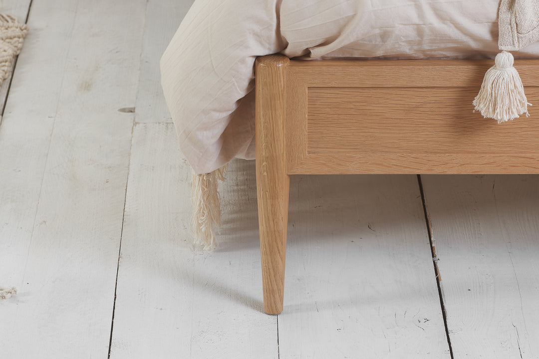 Leonie Rattan Bed with Weathered Oak Frame for Elegant Bedroom Decor