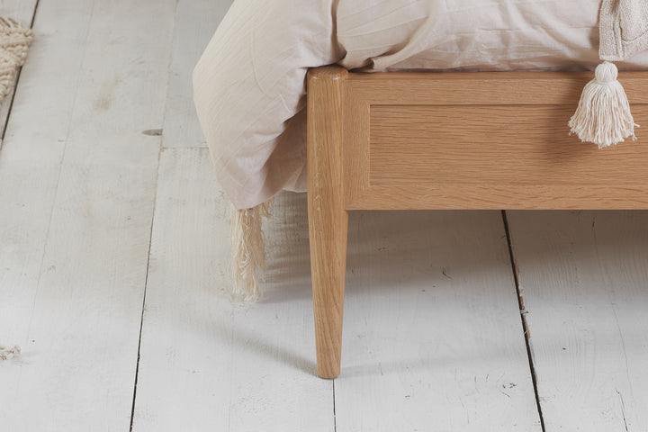 Leonie Rattan Bed with Weathered Oak Frame for Elegant Bedroom Decor