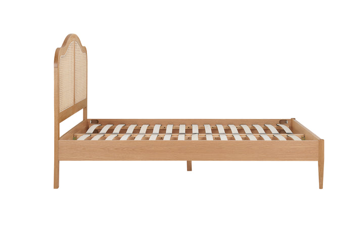 Leonie Rattan Bed with Weathered Oak Frame for Elegant Bedroom Decor