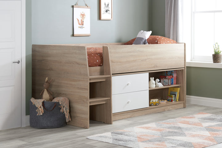 Leyton Cabin Bed with Underbed Storage and Versatile Shelving Options for Kids
