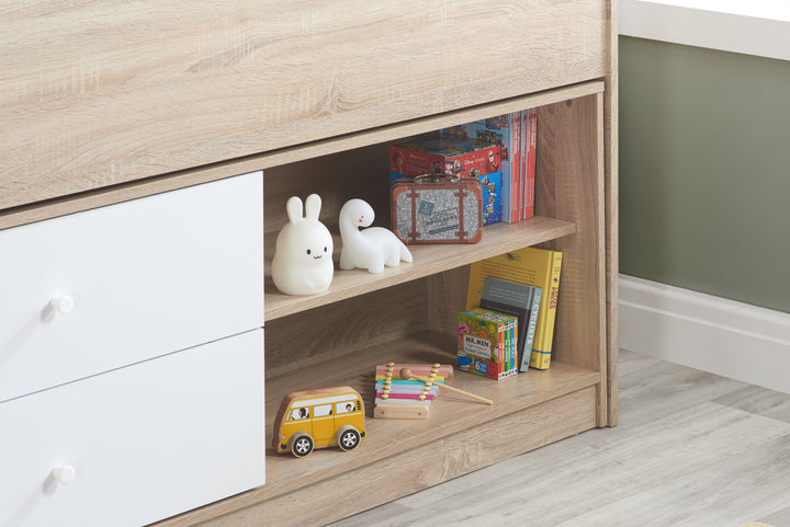 Leyton Cabin Bed with Underbed Storage and Versatile Shelving Options for Kids