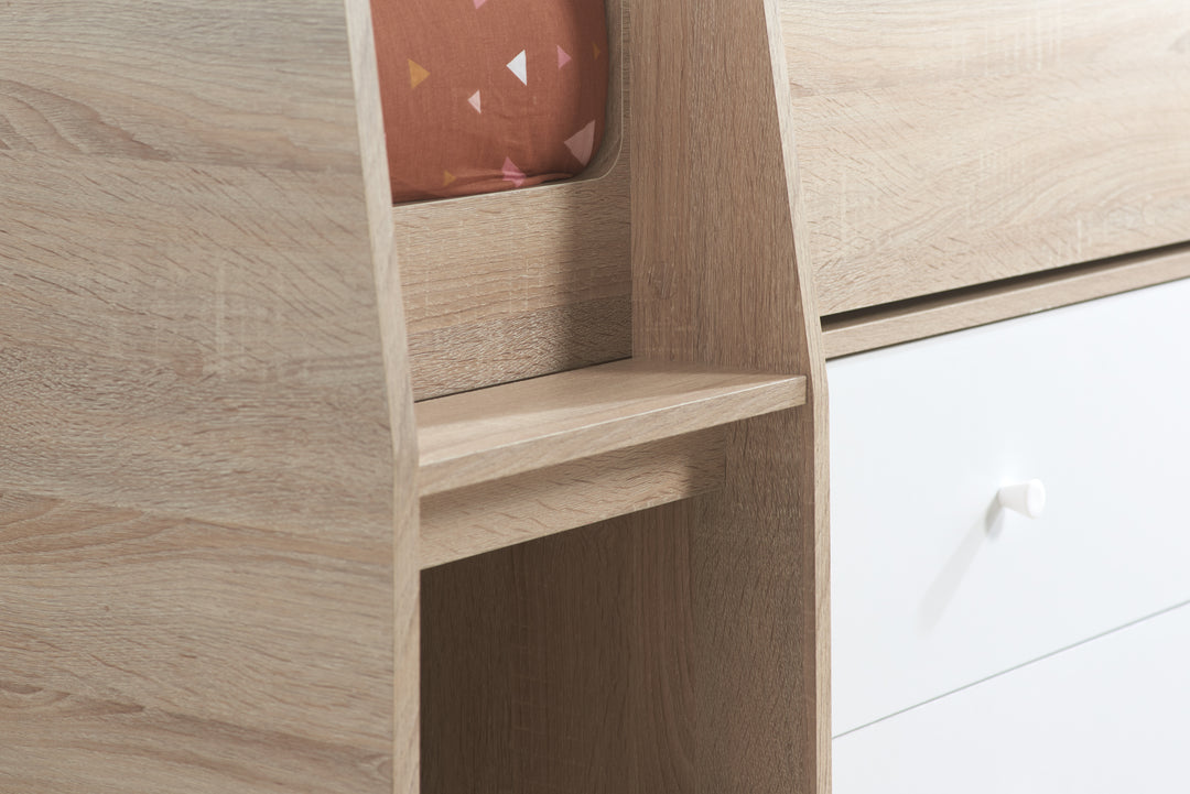 Leyton Cabin Bed with Underbed Storage and Versatile Shelving Options for Kids