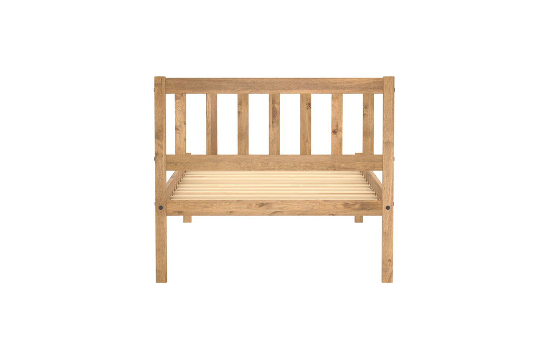 Rustic Pine Bed Frame with Solid Slatted Base for UK Standard Mattresses