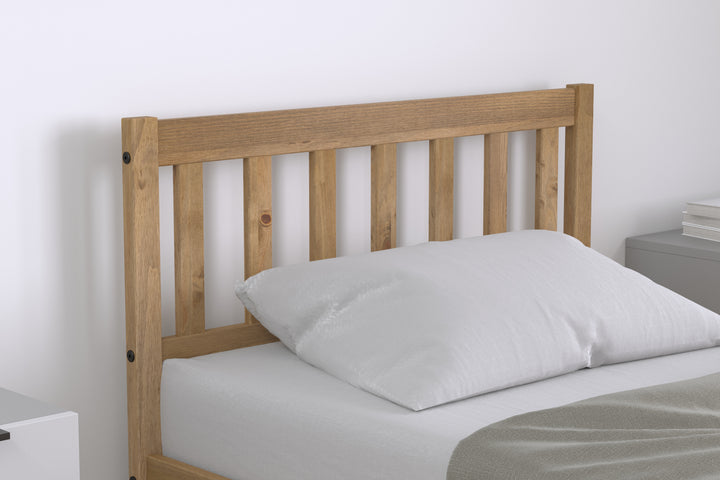 Rustic Pine Bed Frame with Solid Slatted Base for UK Standard Mattresses
