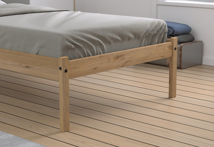 Rustic Pine Bed Frame with Solid Slatted Base for UK Standard Mattresses