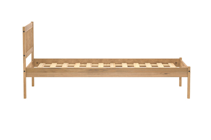 Rustic Pine Bed Frame with Solid Slatted Base for UK Standard Mattresses