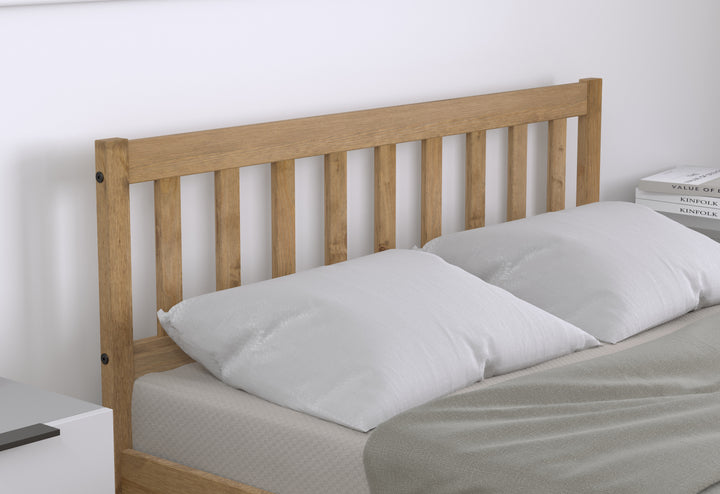 Rustic Pine Bed Frame with Solid Slatted Base for UK Standard Mattresses