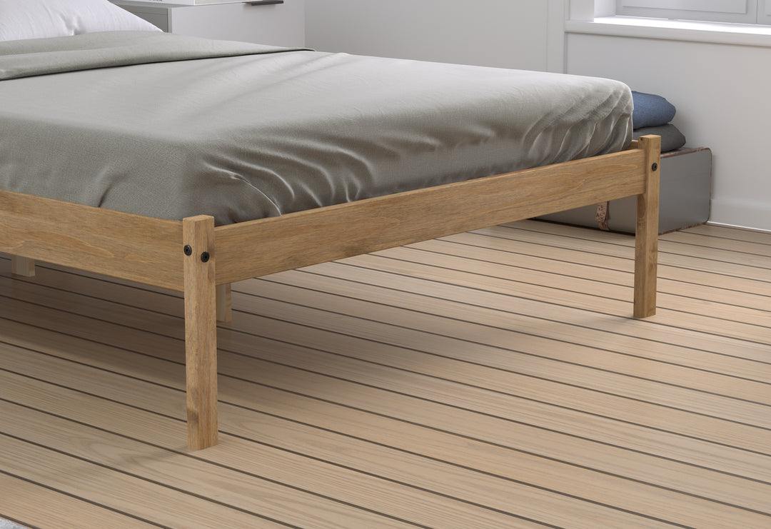 Rustic Pine Bed Frame with Solid Slatted Base for UK Standard Mattresses