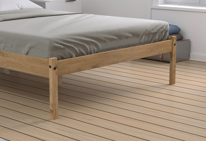 Rustic Pine Bed Frame with Solid Slatted Base for UK Standard Mattresses