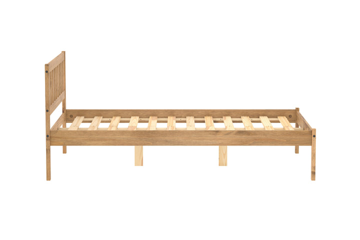 Rustic Pine Bed Frame with Solid Slatted Base for UK Standard Mattresses