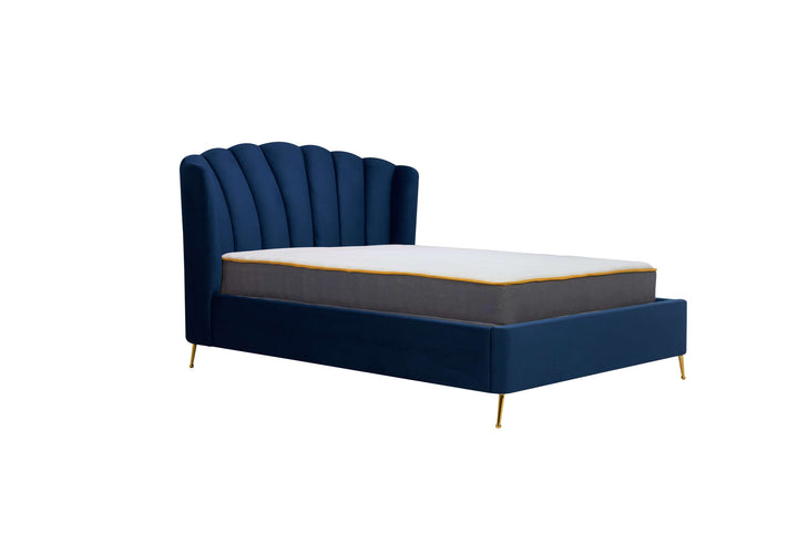 Lottie Ottoman Bed with Contemporary Fan-Shaped Headboard for Modern Bedrooms