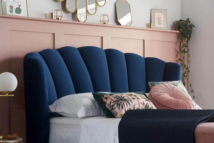 Lottie Ottoman Bed with Contemporary Fan-Shaped Headboard for Modern Bedrooms