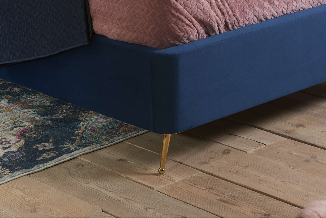 Lottie Ottoman Bed with Contemporary Fan-Shaped Headboard for Modern Bedrooms