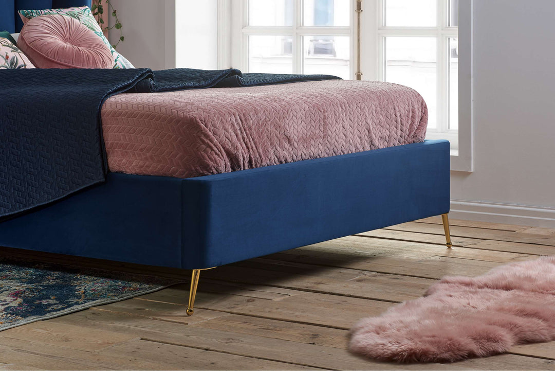 Lottie Ottoman Bed with Contemporary Fan-Shaped Headboard for Modern Bedrooms