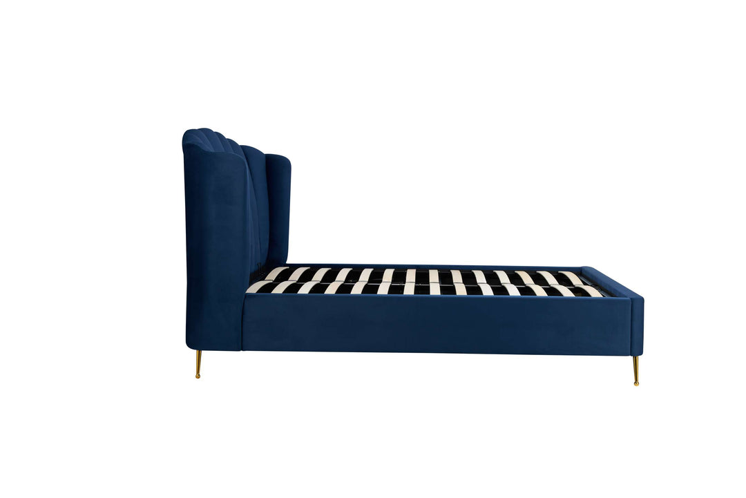 Lottie Ottoman Bed with Contemporary Fan-Shaped Headboard for Modern Bedrooms