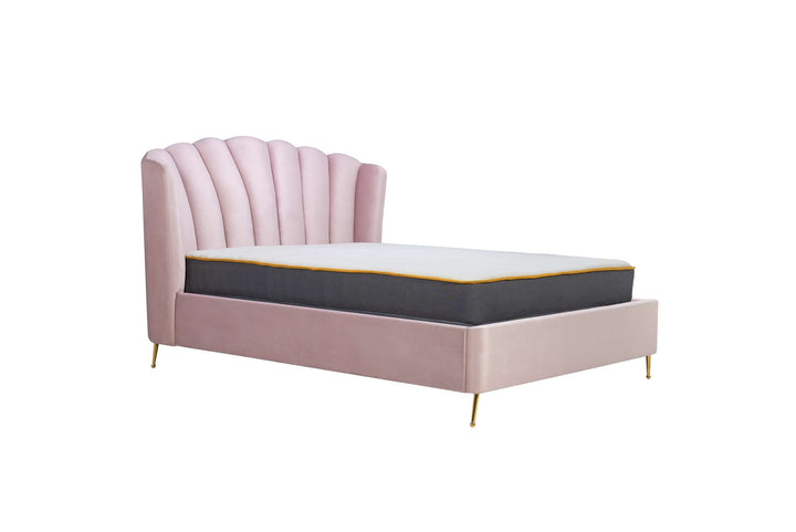 Lottie Ottoman Bed with Contemporary Fan-Shaped Headboard for Modern Bedrooms