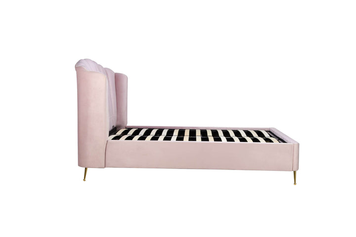 Lottie Ottoman Bed with Contemporary Fan-Shaped Headboard for Modern Bedrooms
