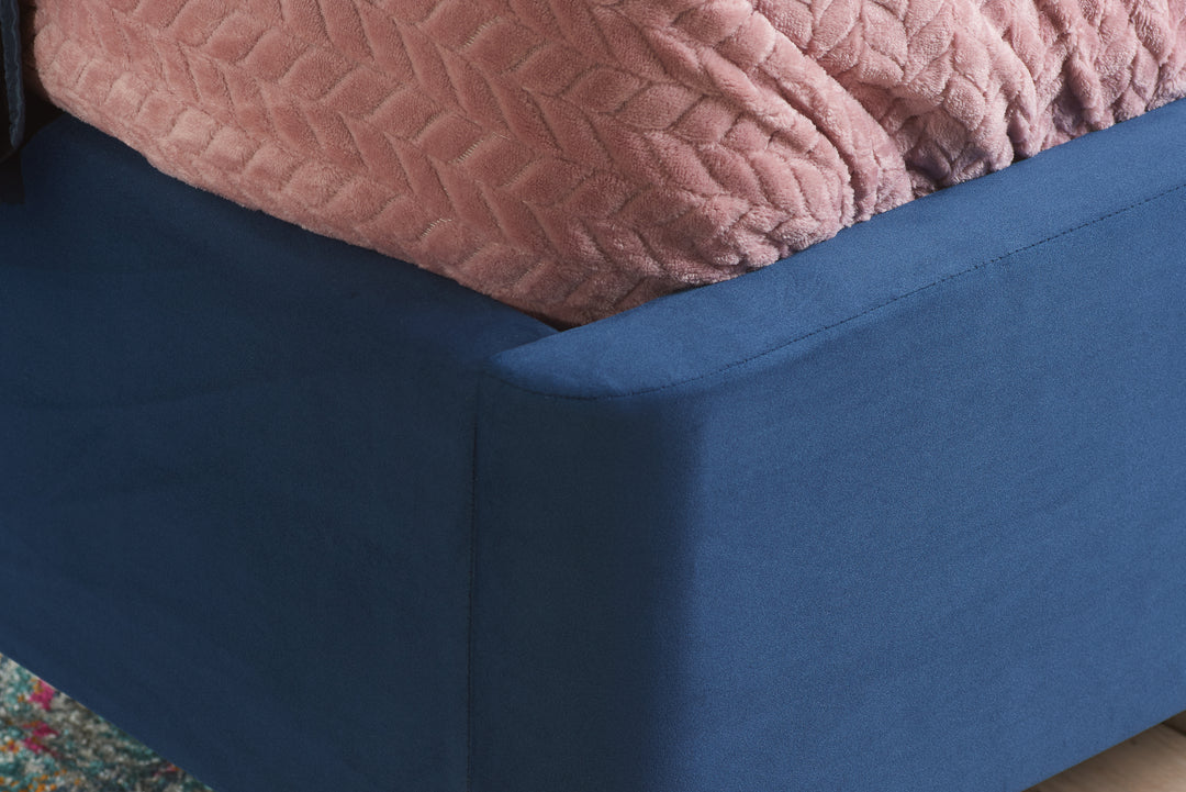 Lottie Ottoman Bed with Contemporary Fan-Shaped Headboard for Modern Bedrooms