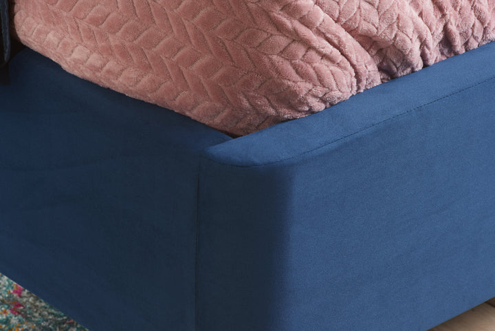 Lottie Ottoman Bed with Contemporary Fan-Shaped Headboard for Modern Bedrooms