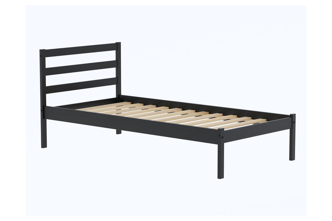 Luka Wooden Bed Frame with Low Profile and Elegant Black Finish