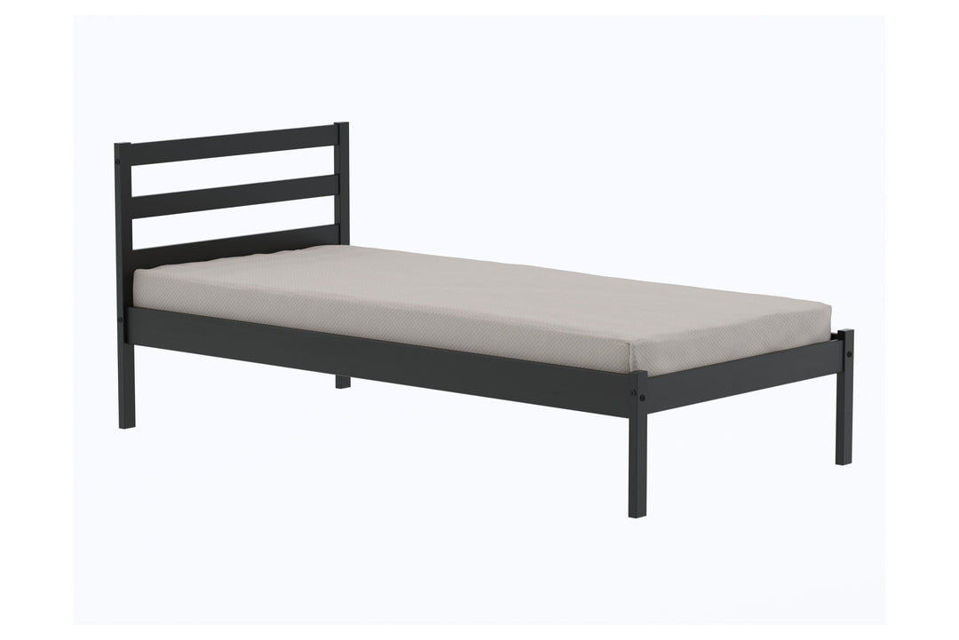 Luka Wooden Bed Frame with Low Profile and Elegant Black Finish