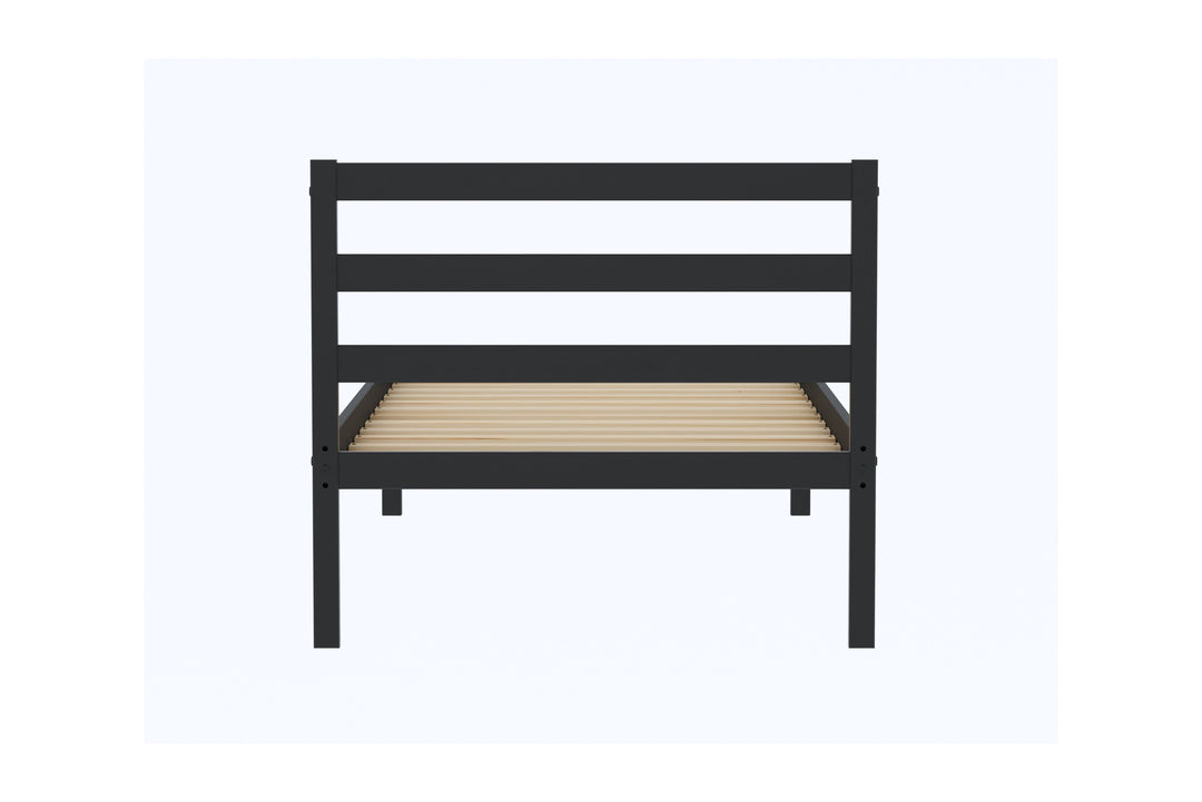Luka Wooden Bed Frame with Low Profile and Elegant Black Finish