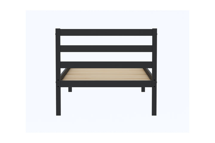 Luka Wooden Bed Frame with Low Profile and Elegant Black Finish