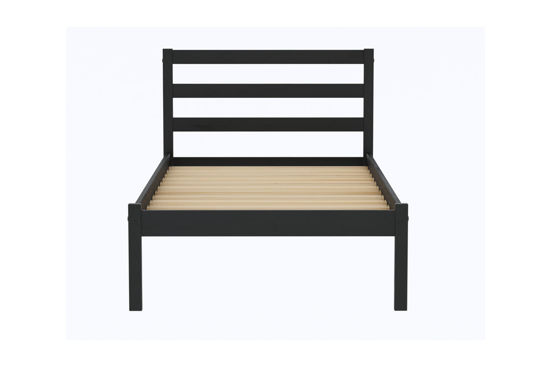 Luka Wooden Bed Frame with Low Profile and Elegant Black Finish