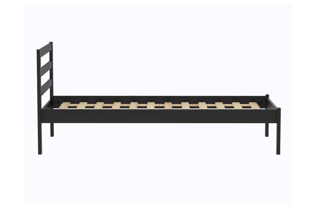 Luka Wooden Bed Frame with Low Profile and Elegant Black Finish