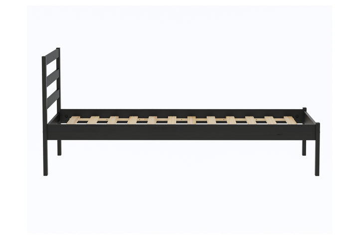 Luka Wooden Bed Frame with Low Profile and Elegant Black Finish