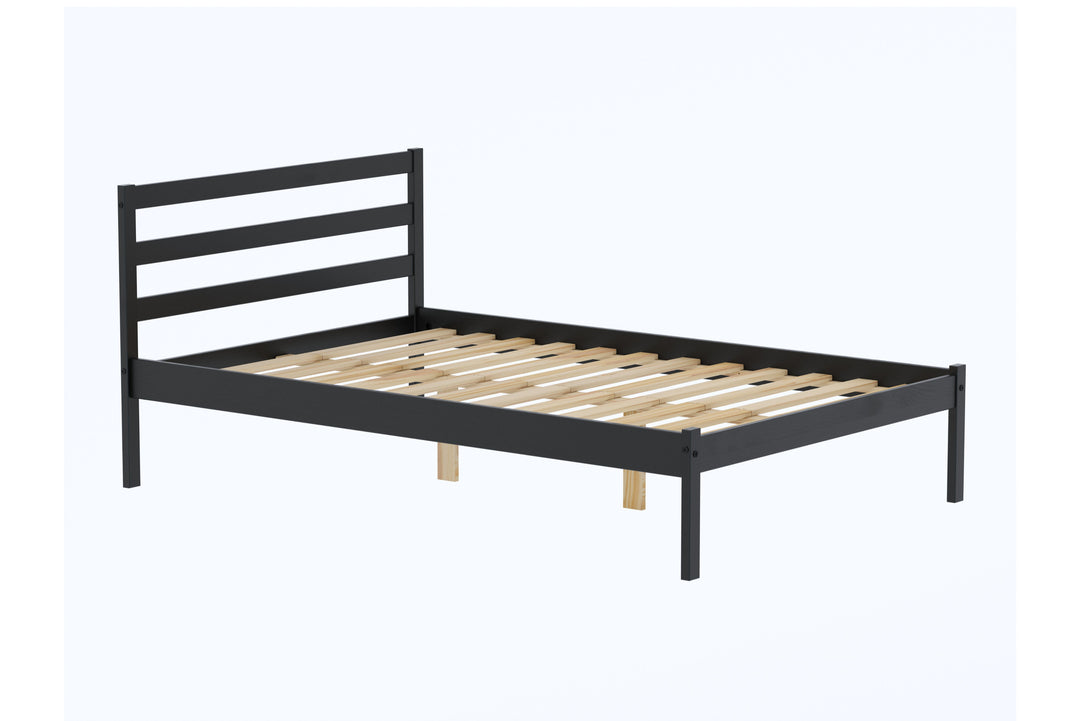 Luka Wooden Bed Frame with Low Profile and Elegant Black Finish