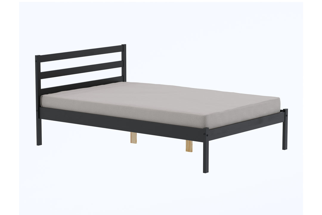 Luka Wooden Bed Frame with Low Profile and Elegant Black Finish