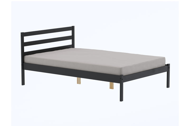 Luka Wooden Bed Frame with Low Profile and Elegant Black Finish