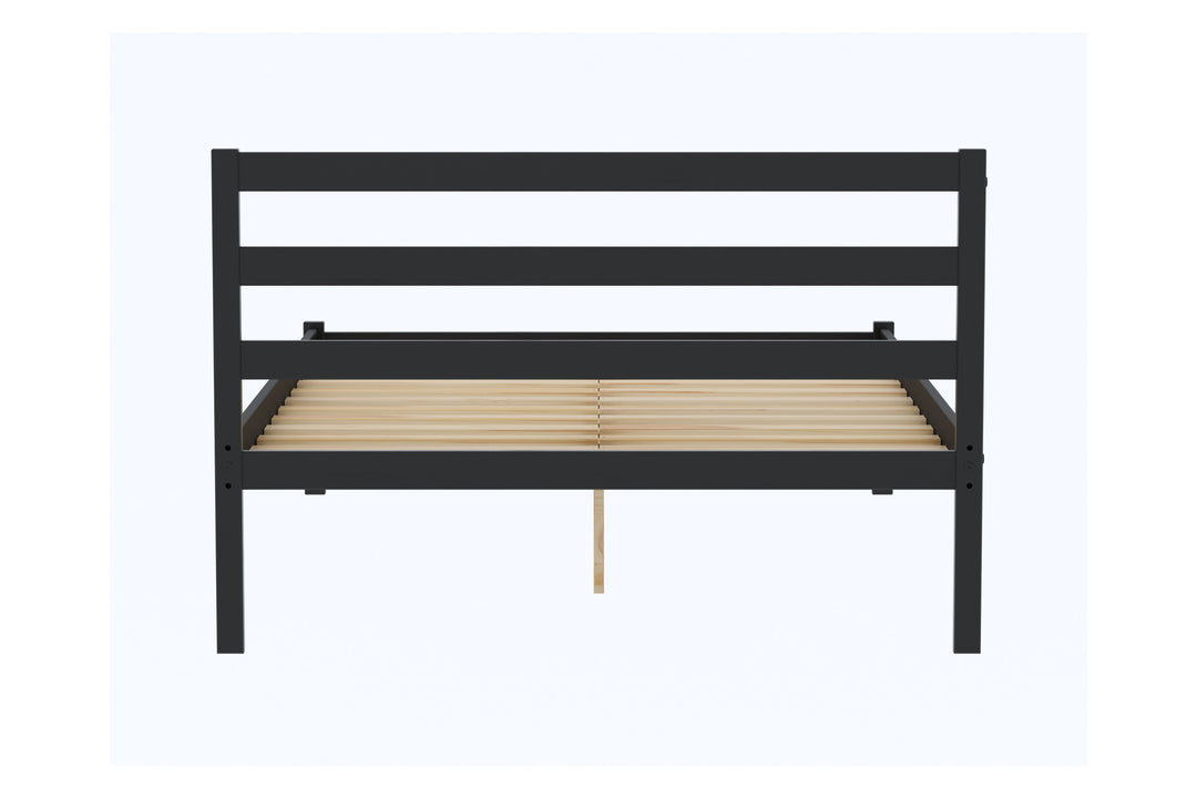 Luka Wooden Bed Frame with Low Profile and Elegant Black Finish