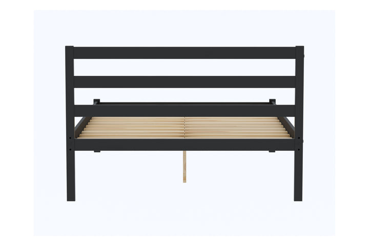 Luka Wooden Bed Frame with Low Profile and Elegant Black Finish