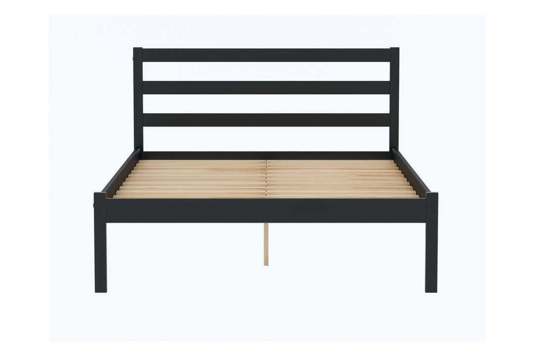 Luka Wooden Bed Frame with Low Profile and Elegant Black Finish