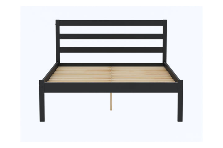 Luka Wooden Bed Frame with Low Profile and Elegant Black Finish
