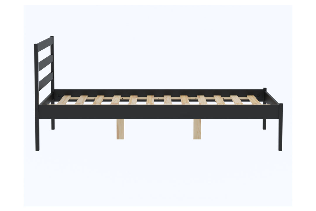 Luka Wooden Bed Frame with Low Profile and Elegant Black Finish