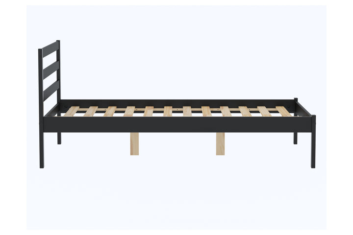Luka Wooden Bed Frame with Low Profile and Elegant Black Finish