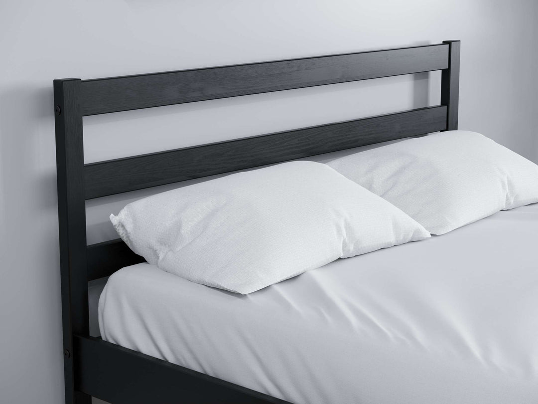 Luka Wooden Bed Frame with Low Profile and Elegant Black Finish