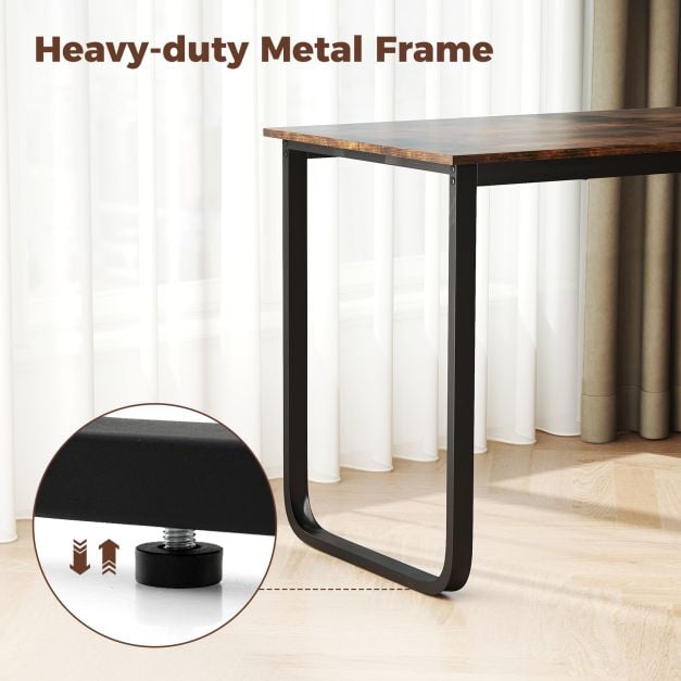 Heavy-duty L Shaped Computer Desk Corner Executive Desk with 3 Drawers-Coffee