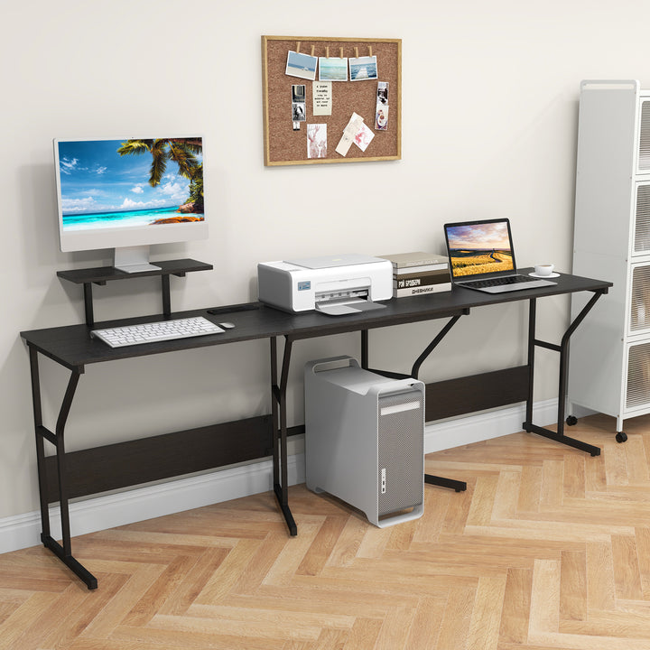 L Shaped Desk Corner Computer Desk with Movable Monitor Stand - TidySpaces
