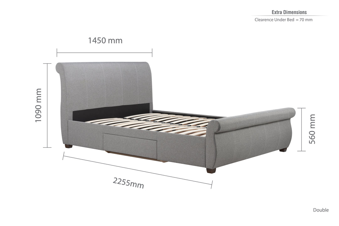 Lancaster Sleigh Bed with Sprung Slatted Base for Ultimate Comfort