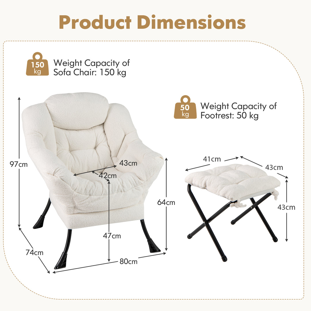 Lazy Chair with Ottoman and Folding Footrest for Living Room - TidySpaces