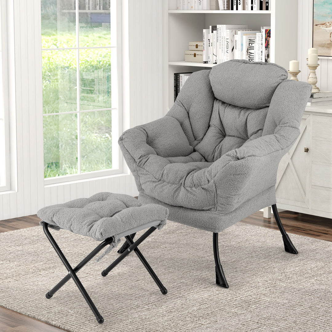 Lazy Chair with Ottoman and Folding Footrest for Living Room - TidySpaces