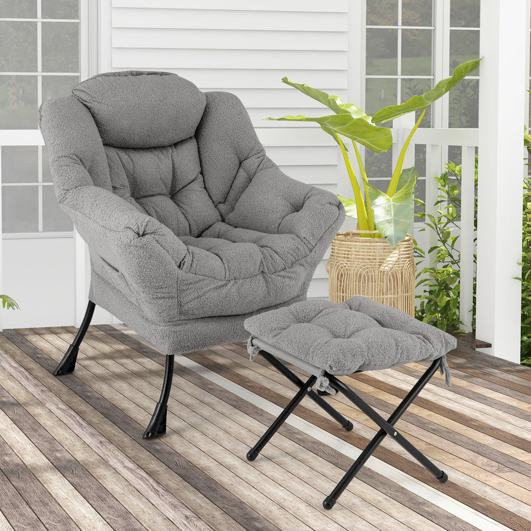 Lazy Chair with Ottoman and Folding Footrest for Living Room - TidySpaces