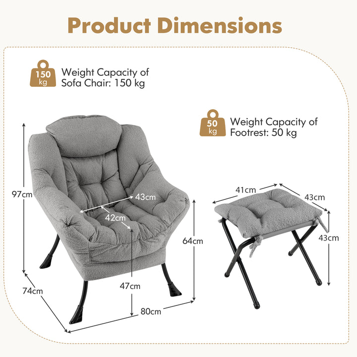 Lazy Chair with Ottoman and Folding Footrest for Living Room - TidySpaces